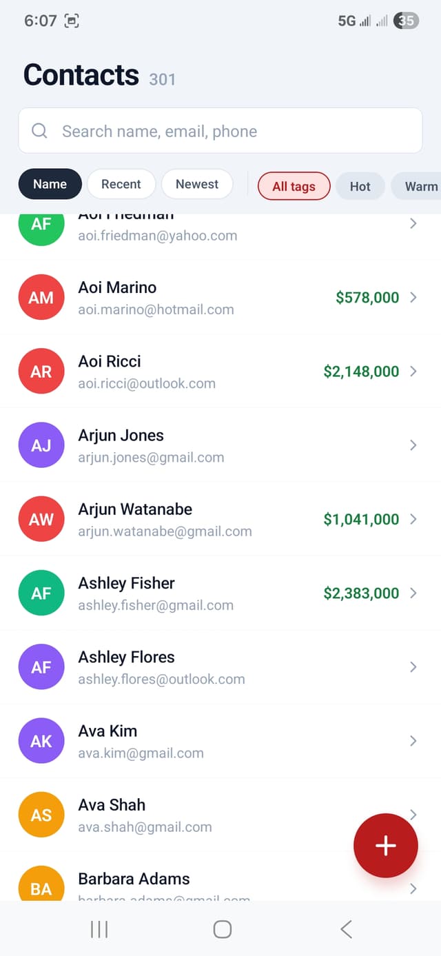 Mobile contacts